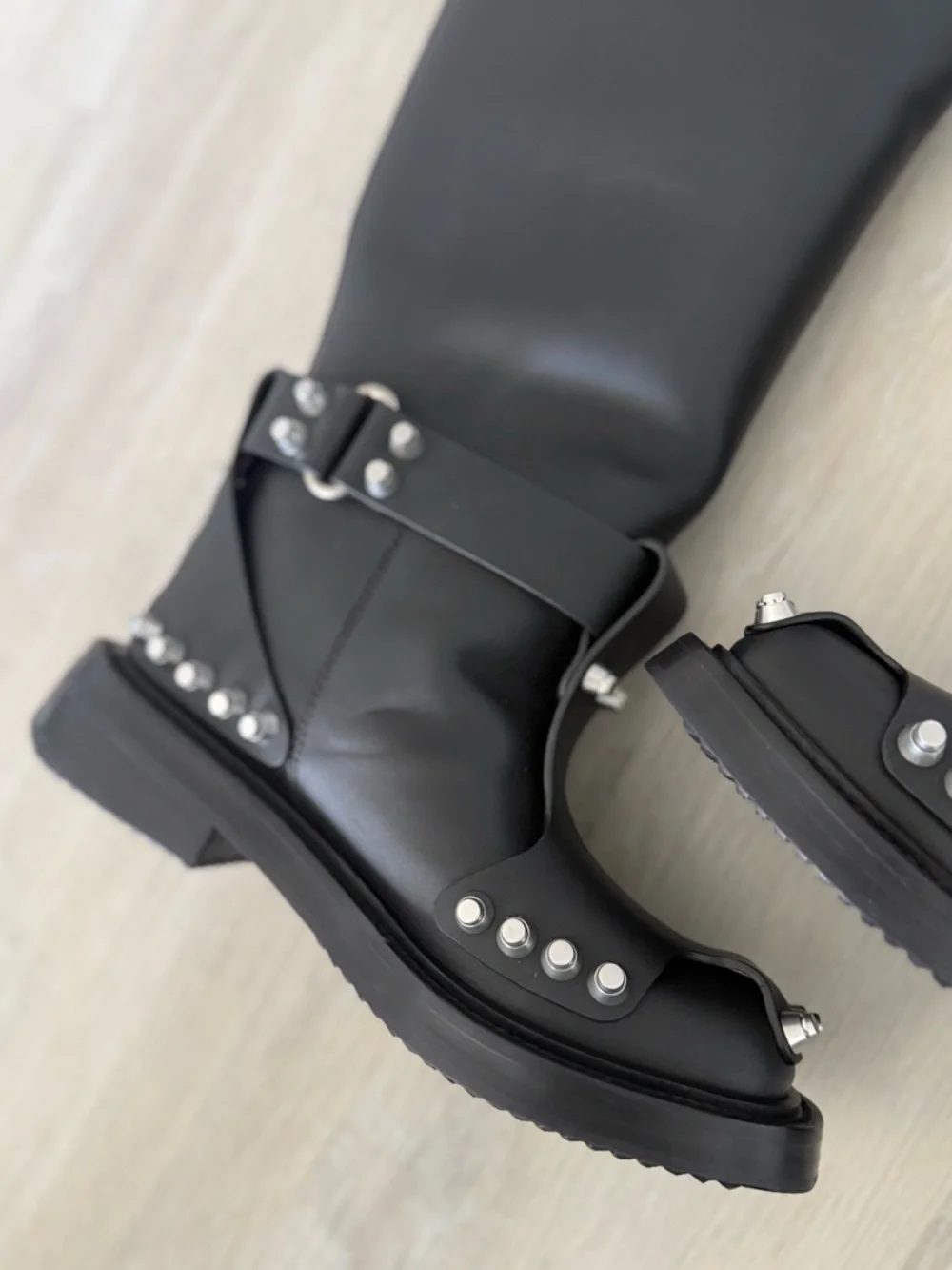 New Alexander Wang Black Dixon Buckle Thigh-high Boot In Leather 37 $2,750
